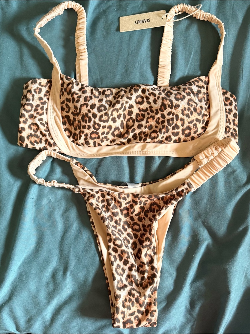 Seamolly Leopard Print Bikini Set in Beige Large
